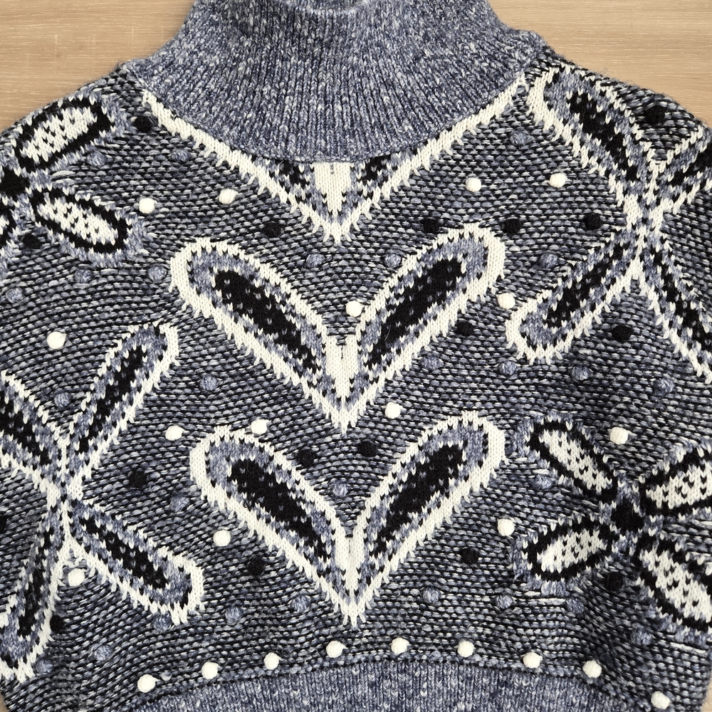 Zara Blue And Black Patterned Turtleneck Sweater - Picture 2 of 3